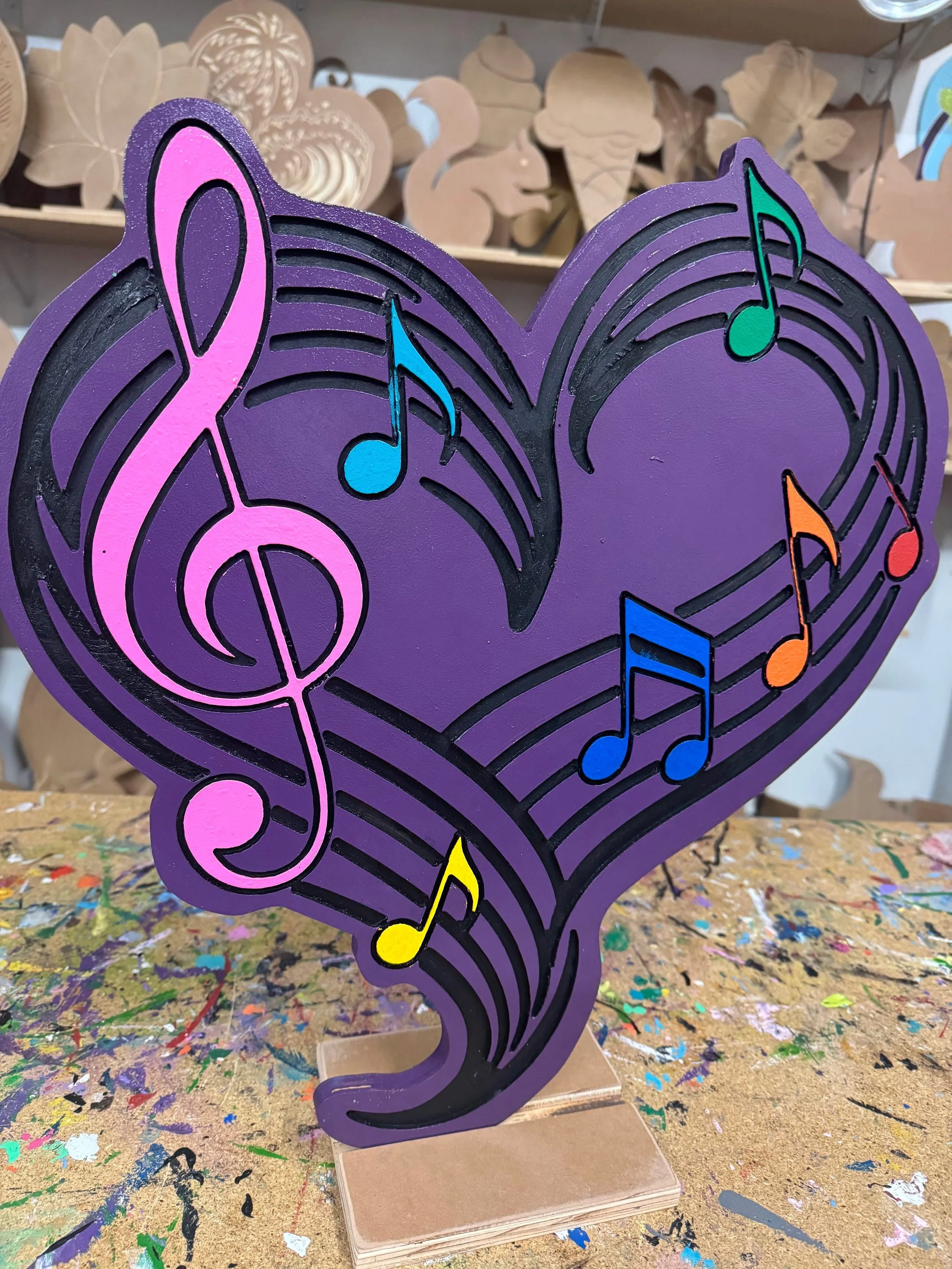 Music Heart Sign | Wooden Music Note Decor | DIY Paint Kit or Workshop Project