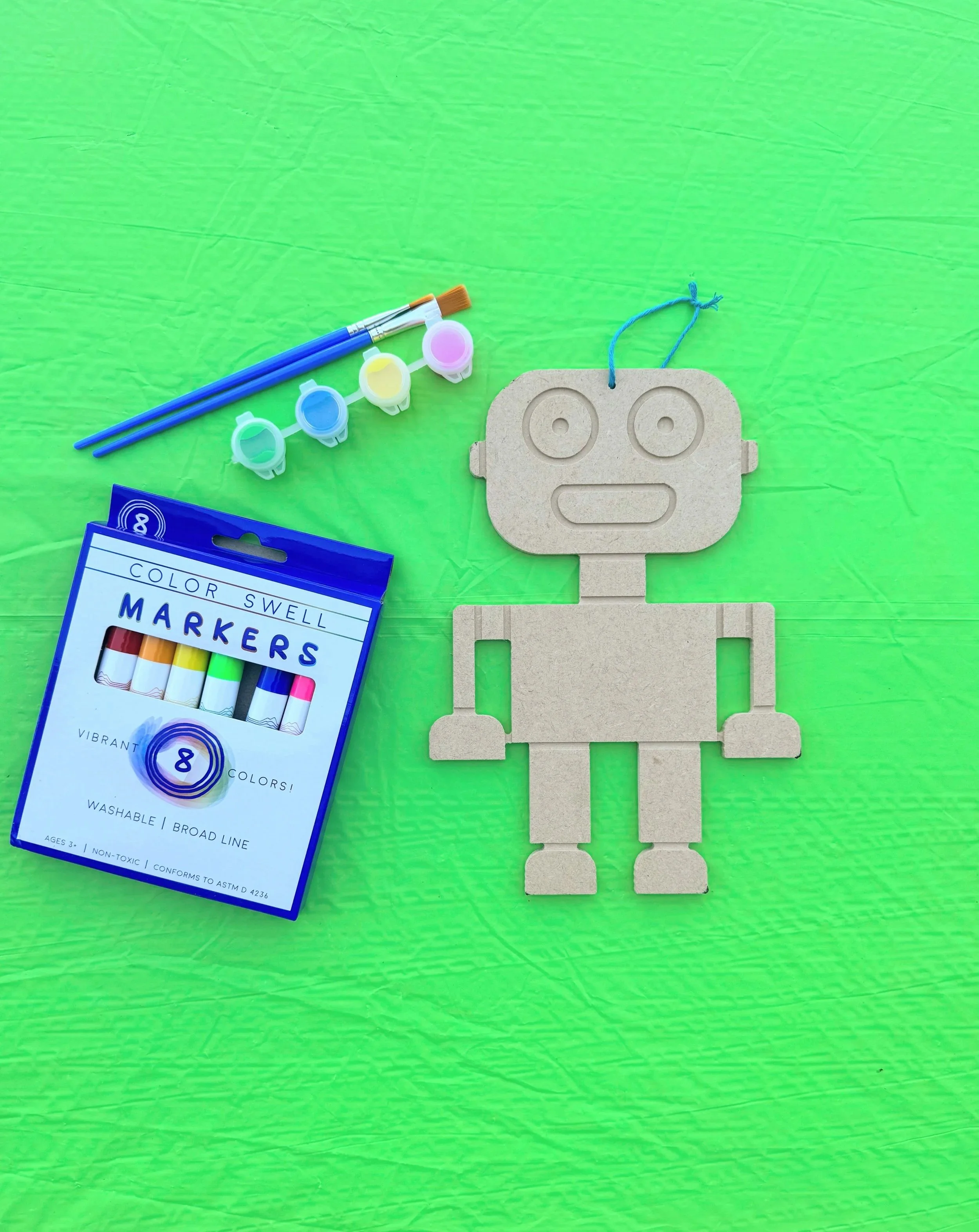 Robot Kid's Wood Sign Paint Kit