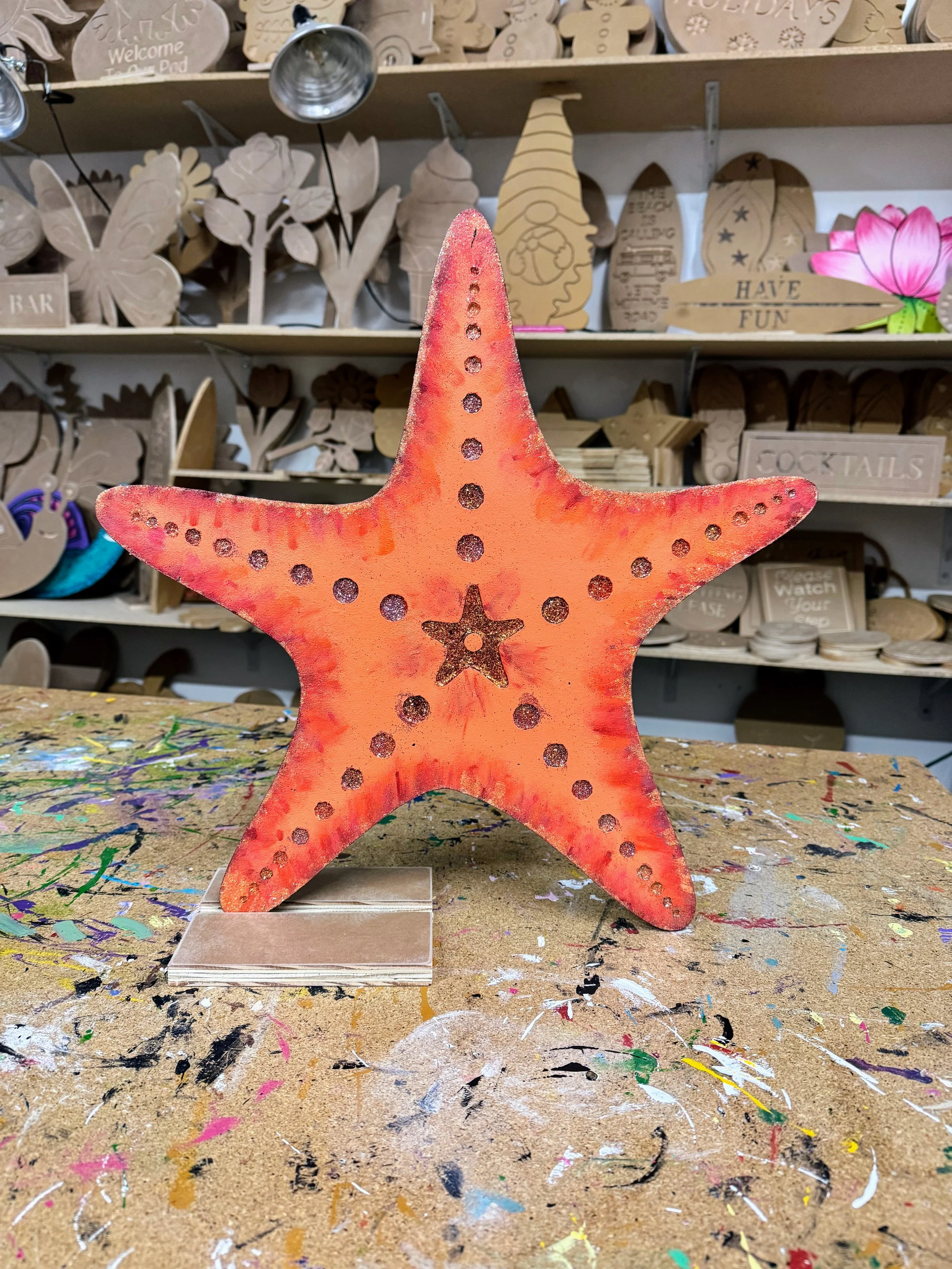 Starfish Yard Art Decor | Coastal Wooden Starfish Sign | Beach House Decor | Ocean Garden Art | Summer Outdoor Decor | Paint Party Craft