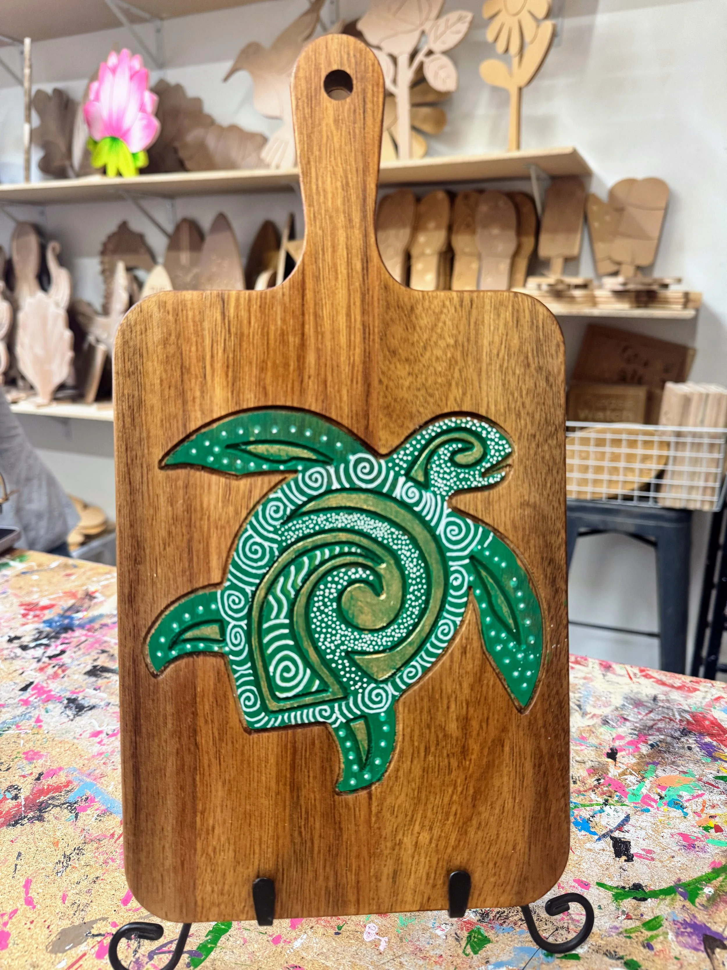 Sea Turtle Design Acacia Charcuterie Board