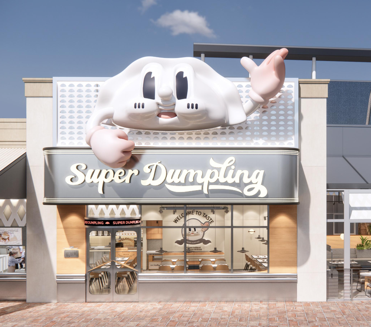 Super Dumpling Store Illustration Outside