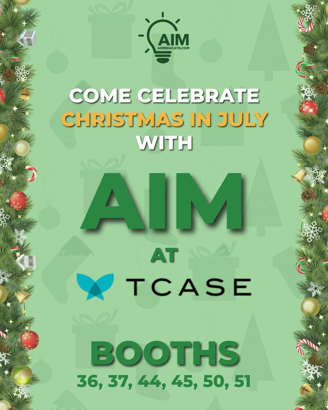 Join us for TCASE in Austin from July 14-16, 2025 at the JW Marriott in Austin! Visit AIM’s Christmas In July booths (36, 37, 44, 45, 50, 51) to discover the exceptional services we offer. See you there! #aimeducate #specialeducation #tcase #Au