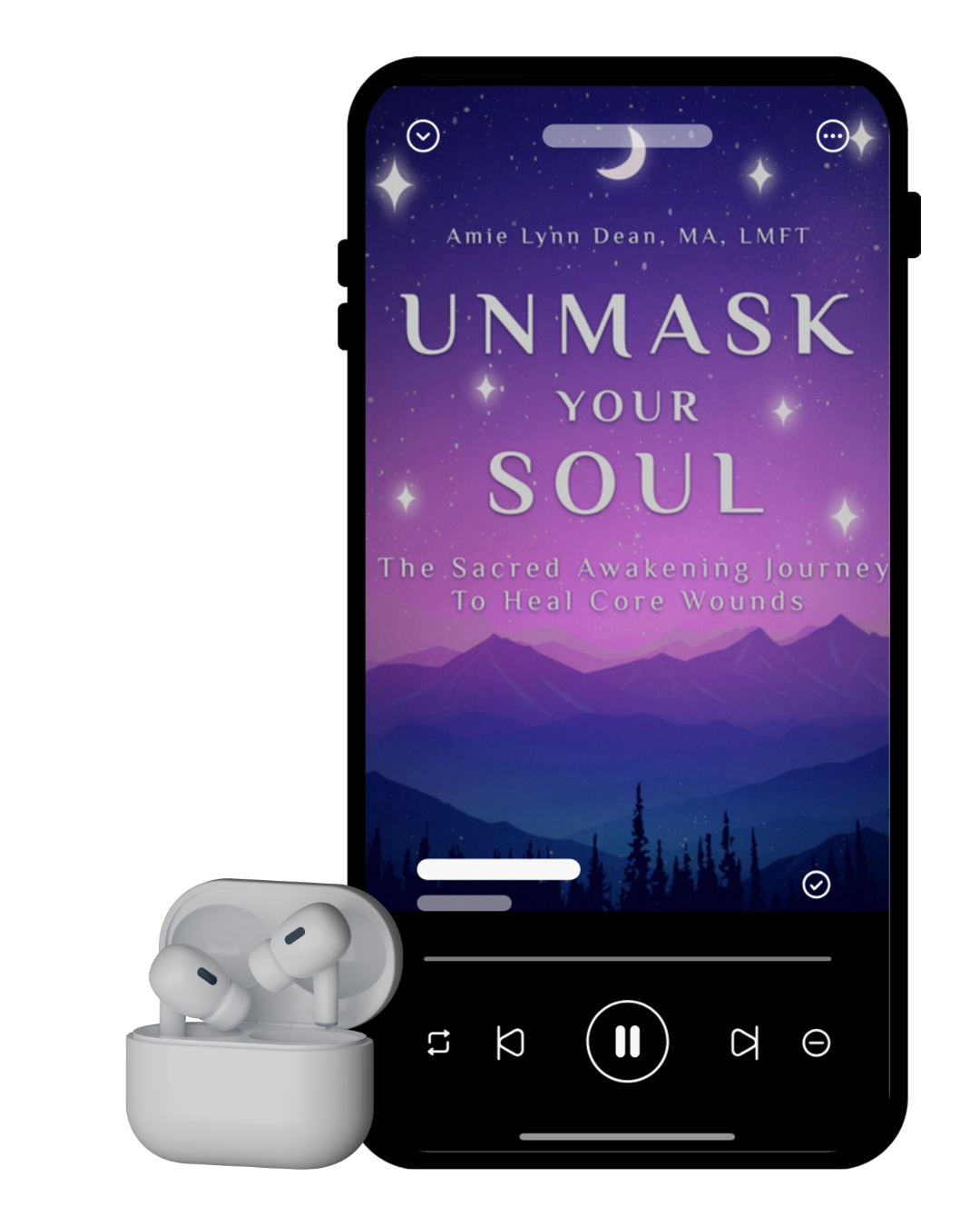 Unmask Your Soul audio cover image on a mobile phone