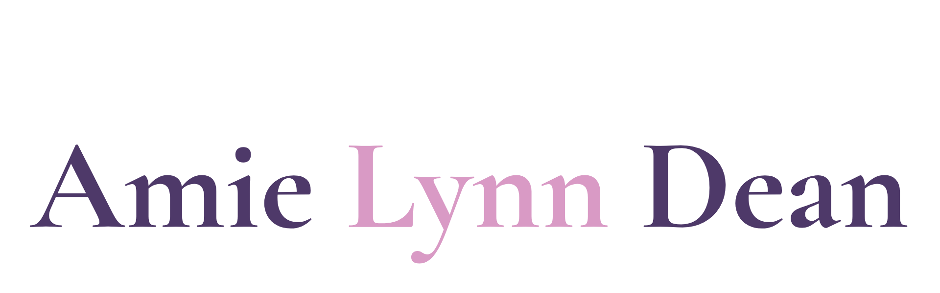 Text saying "Amie Lynn Dean" with a mix of purple and pink colors.