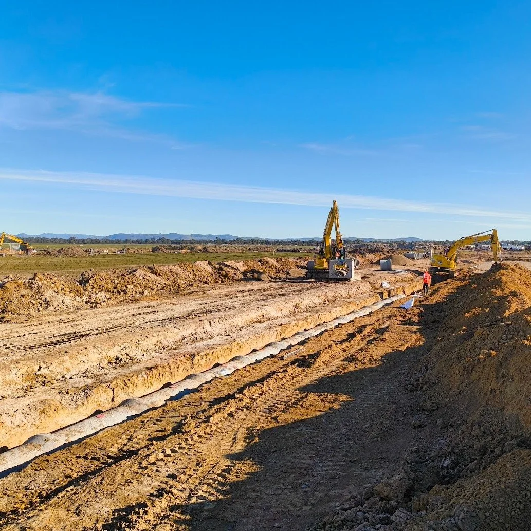 Stormwater drainage has kicked off this week at Enterprise Stage 1 in Benalla!

Our team hit the ground running, we&rsquo;re smashing out the 1050 mm RCP install!👊

We're equally as excited to anounce another addition to the fleet with the arrival o