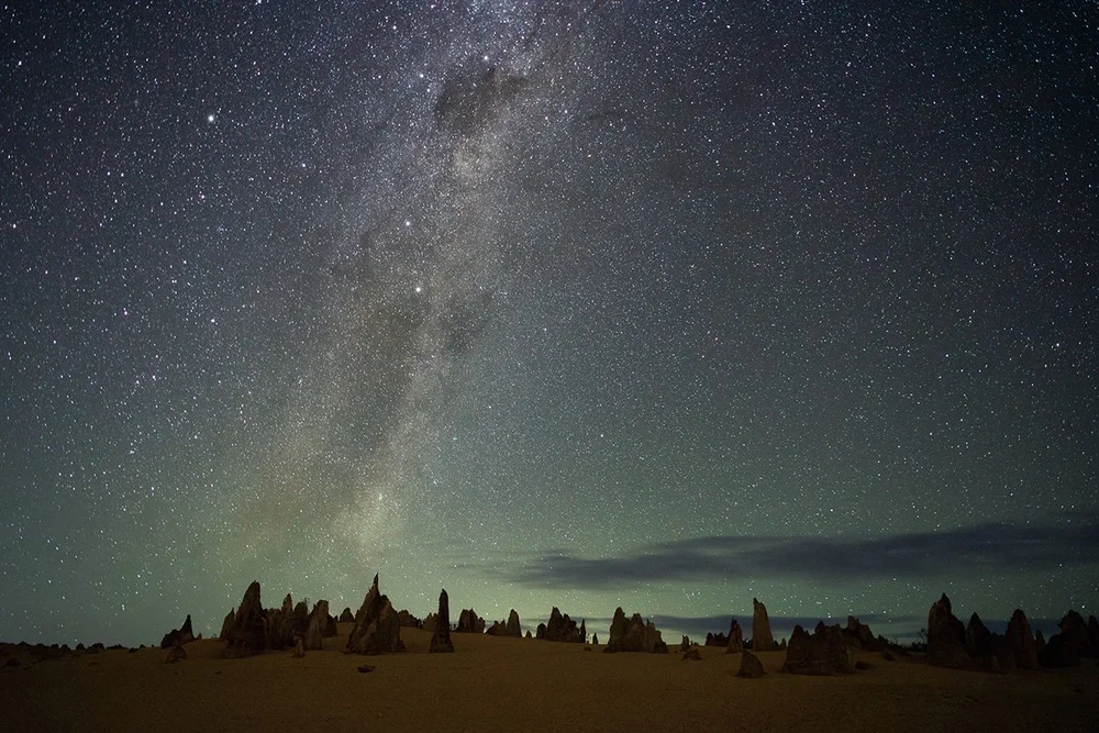 Stargazing telescope under the night sky at the Pinnacles