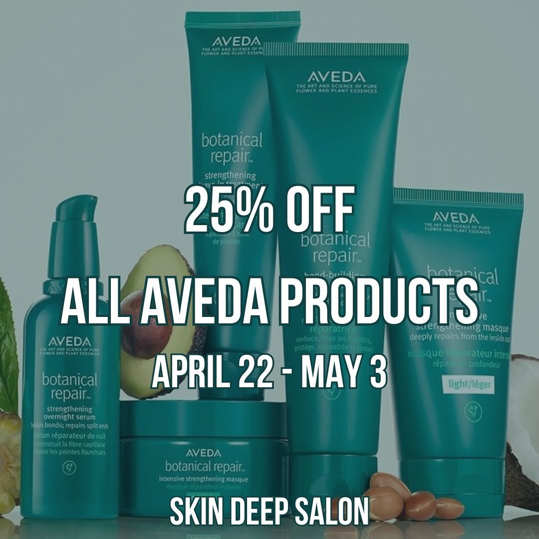 Aveda is on sale! 

Come in and grab all of your favorite Aveda products at 25% off from now until May 3! 

#aveda #avedasalon #haircare #sale #hairproducts #njsalon