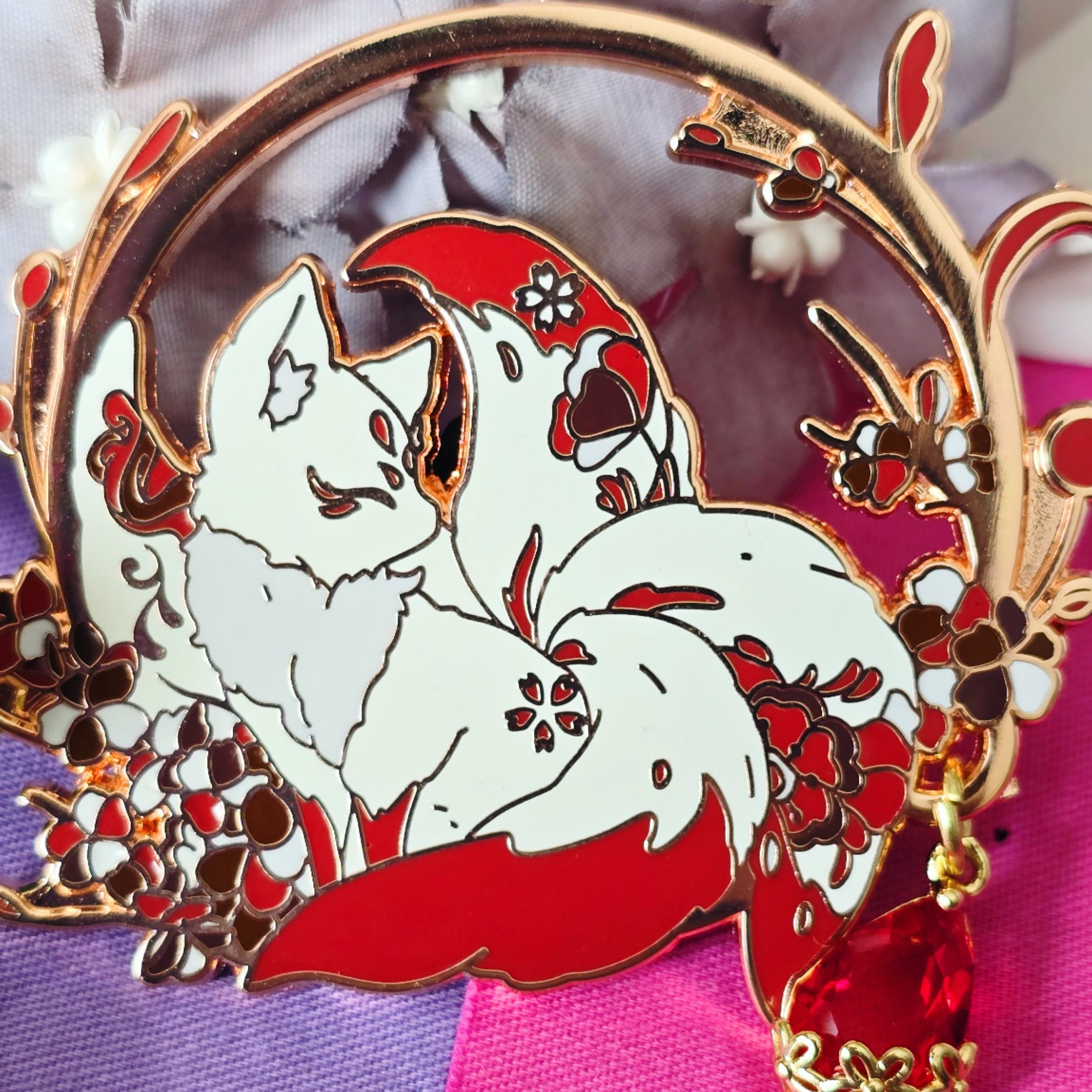 Red Kitsune Hard Enamel Pin