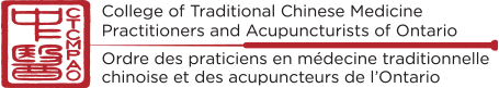 Logo of the College of Traditional Chinese Medicine Practitioners and Acupuncturists of Ontario, featuring Chinese characters.