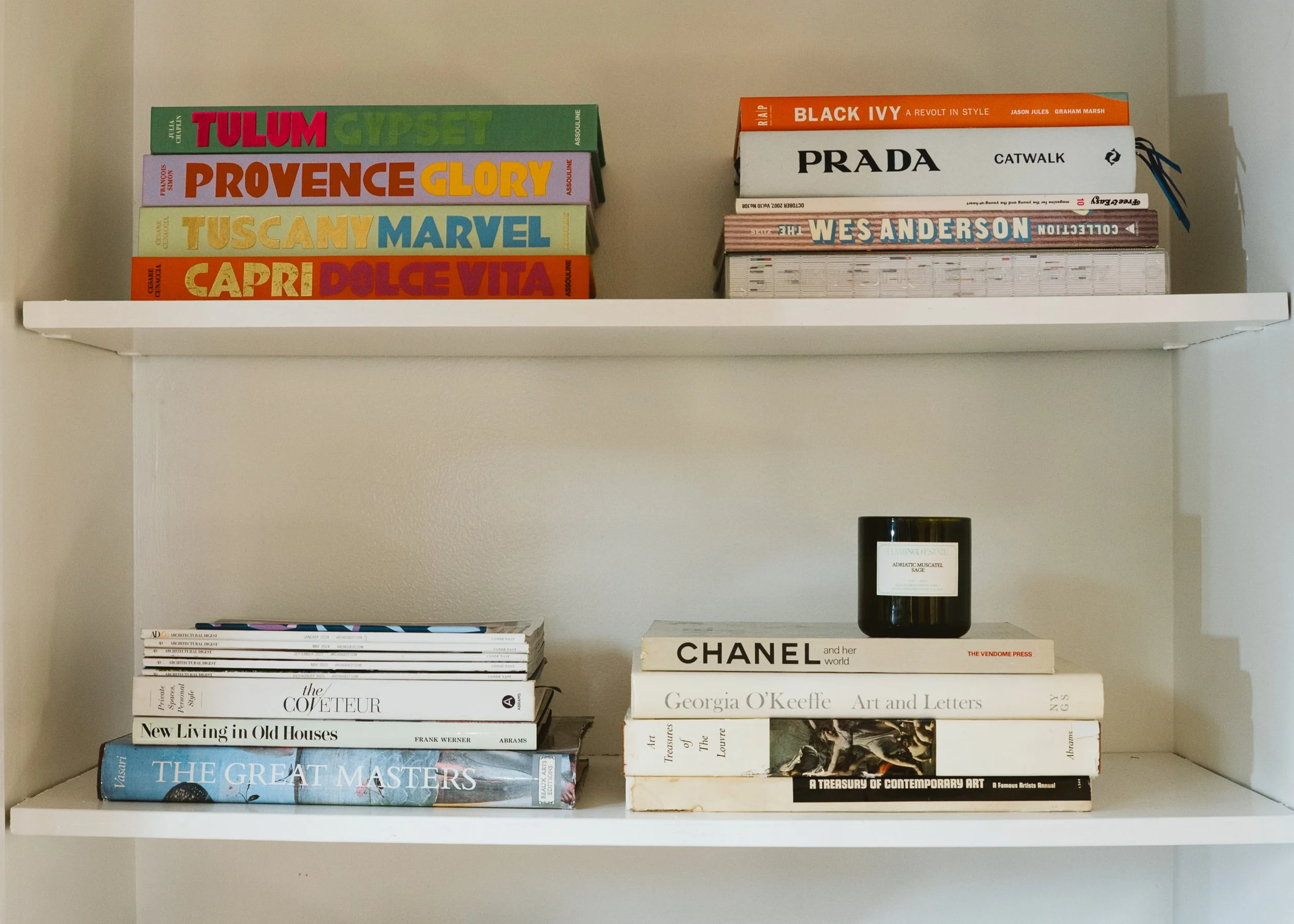 soft and grainy image and vintage art books, style books, fashion books and travel books