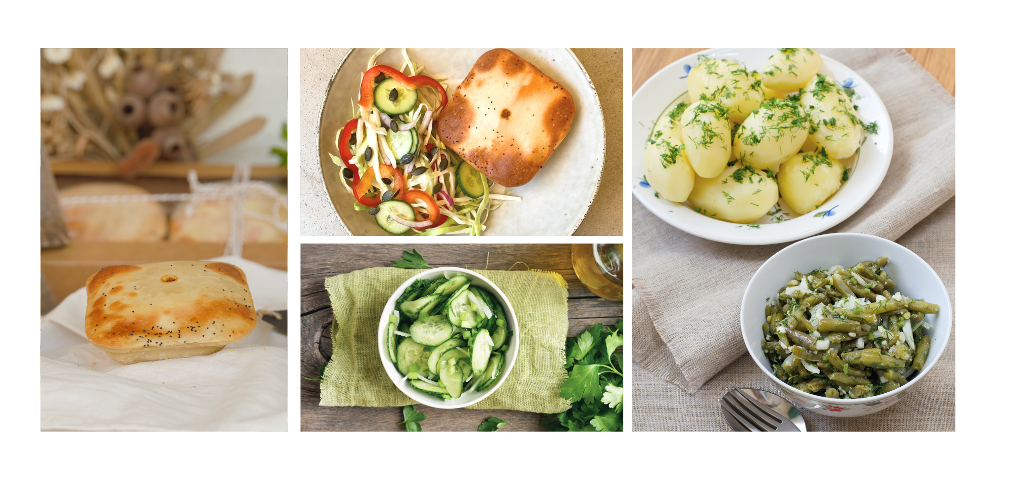 Gluten-free pie served with a healthy fresh side dish