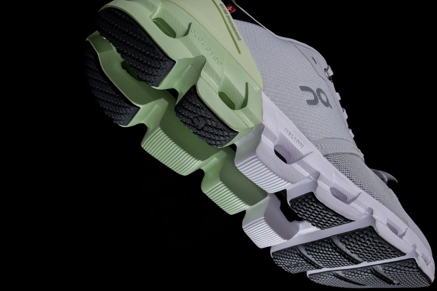 Single sneaker photographed from below against a clean background