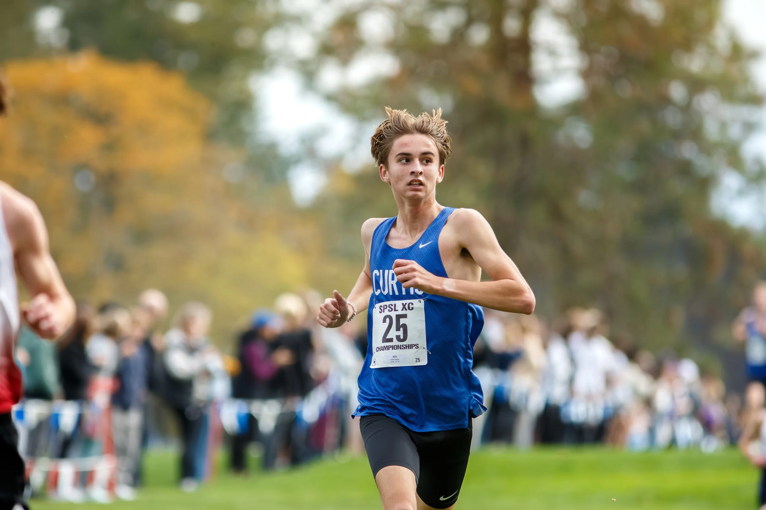 Asher Pepin of Curtis High School competing at the 2025 XC League Championships at Fort Steilacoom.