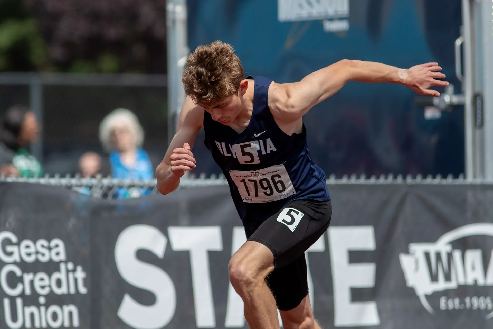Caden Durocher of Olympia High School running in the 800M race.