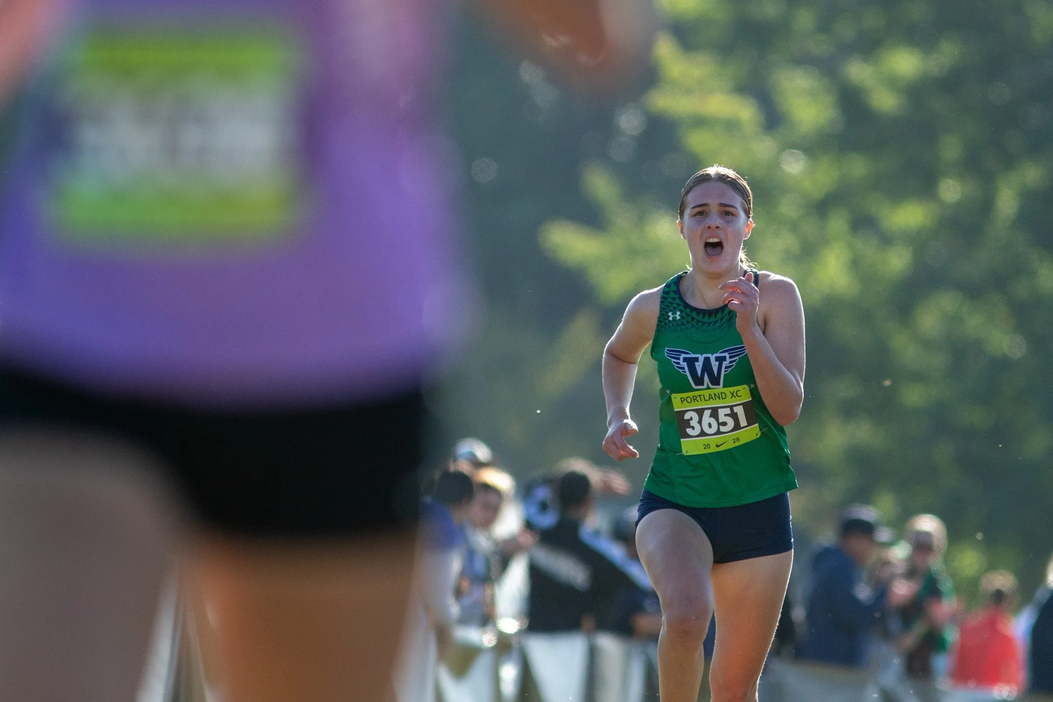 Woodinville's Kira Nelsen racing at the 2026 Nike Portland XC Invitational