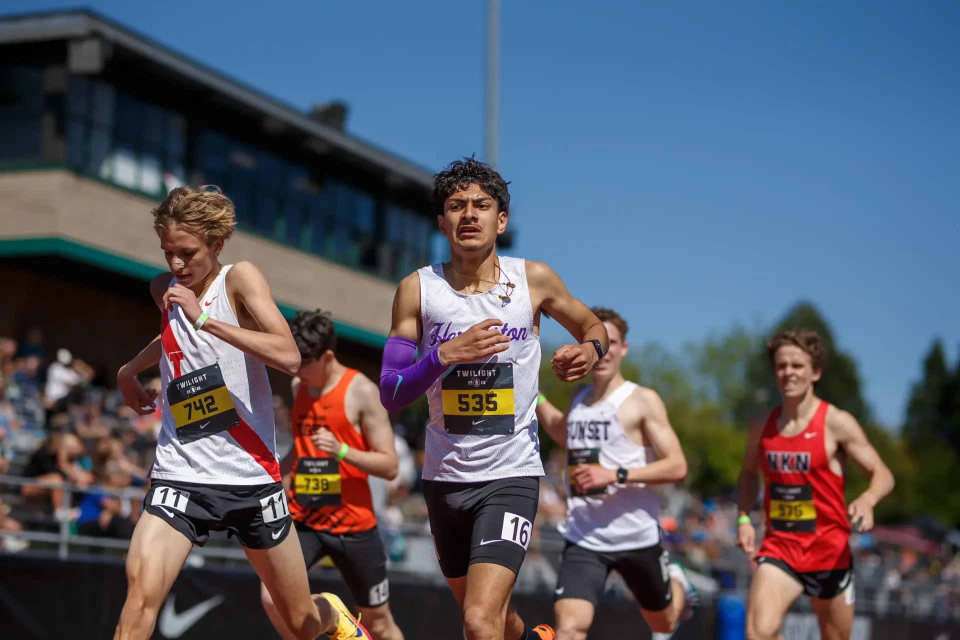 Leroy Mejia of Hermiston High School running on a track. Top contender for the 2026 WIAA 3A 800m State Championships.
