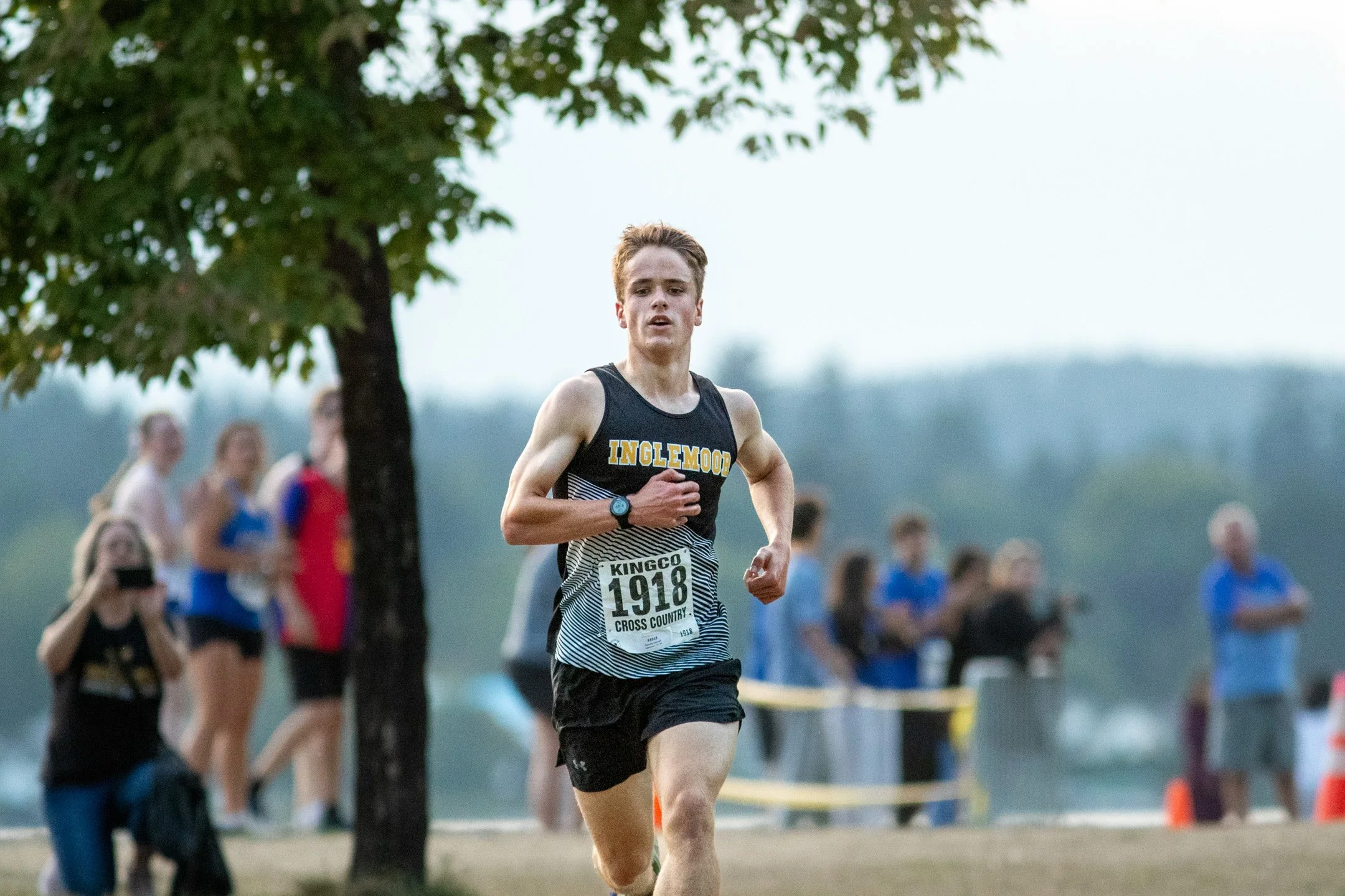 ammy Connell of Inglemoor races in the 12th grade boys race at the KingCo Class Races.