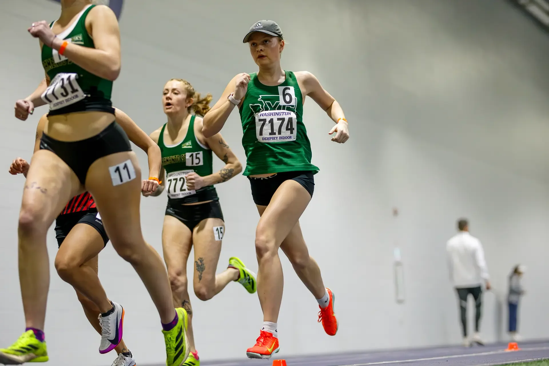 Lydia Swenson of Cedarcrest running on a track. Top contender for the 2026 WIAA 2A 800m State Championships.