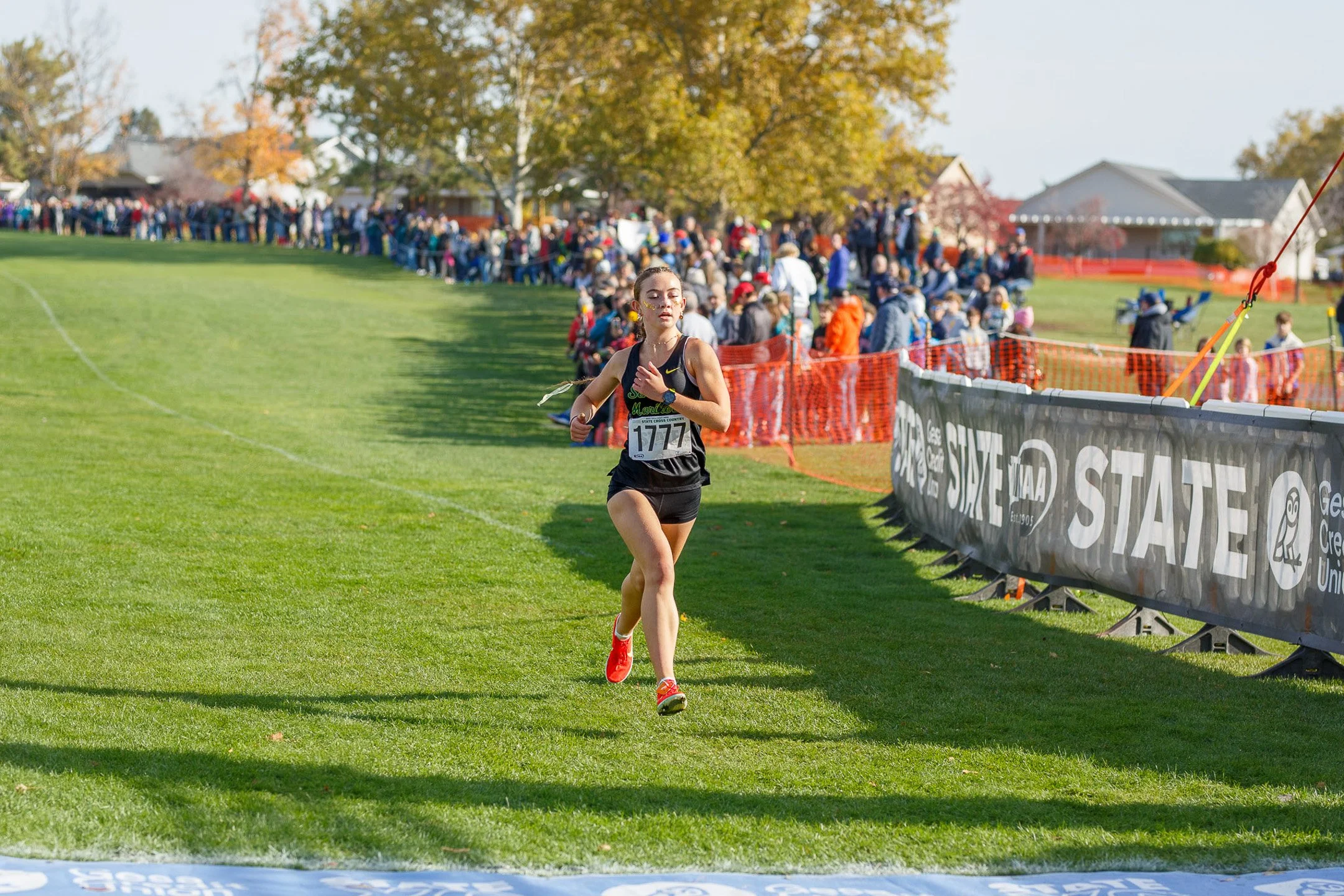Sloan Clines of Sehome High School mid-stride during the WIAA cross country championships.