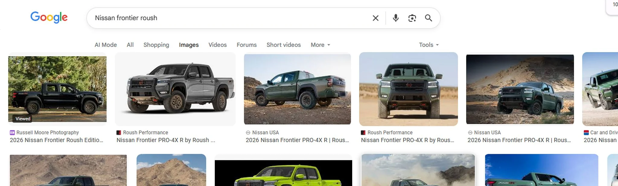 Screenshot of Google search results for commercial automotive photography in Olympia, WA, captured by Russell Moore Photography.