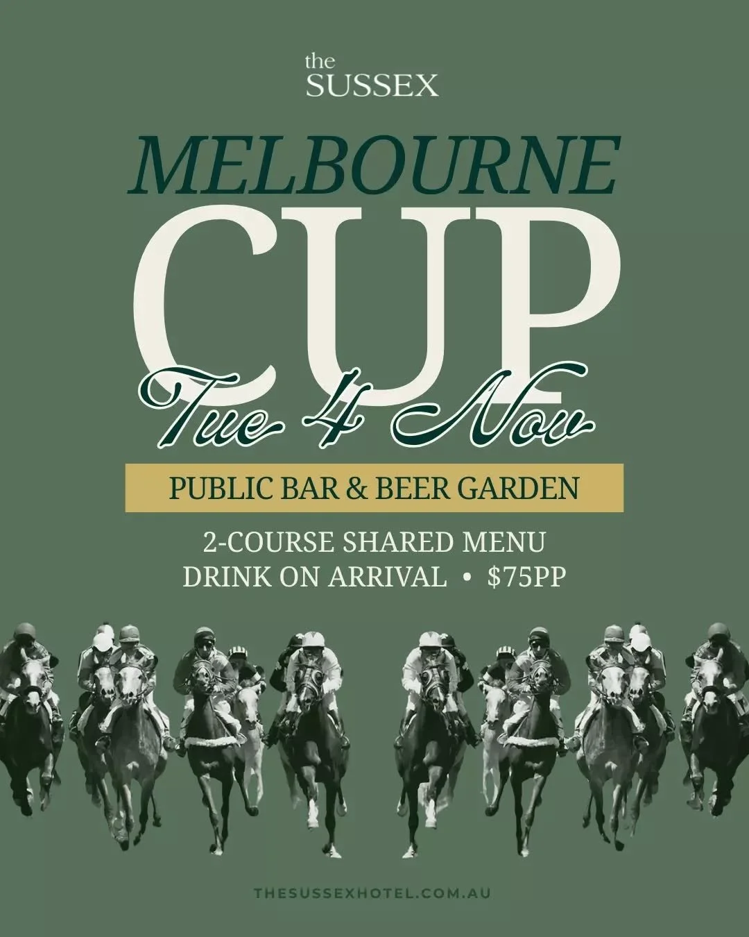 Catch the race that stops the nation and settle in for Melbourne Cup in the Public Bar &amp; Beer Garden. Book your table from 12:00pm and enjoy a drink on arrival, before tucking into a two-course share menu for the table, with live &amp; loud cover
