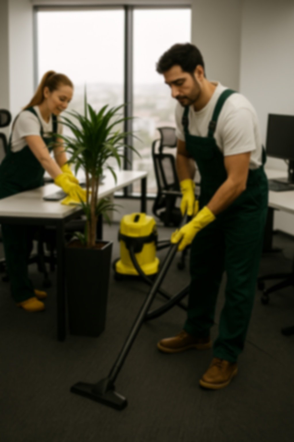 office getting cleaned by professional cleaners