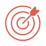 Icon of a red bullseye with an arrow hitting the center on a black background.