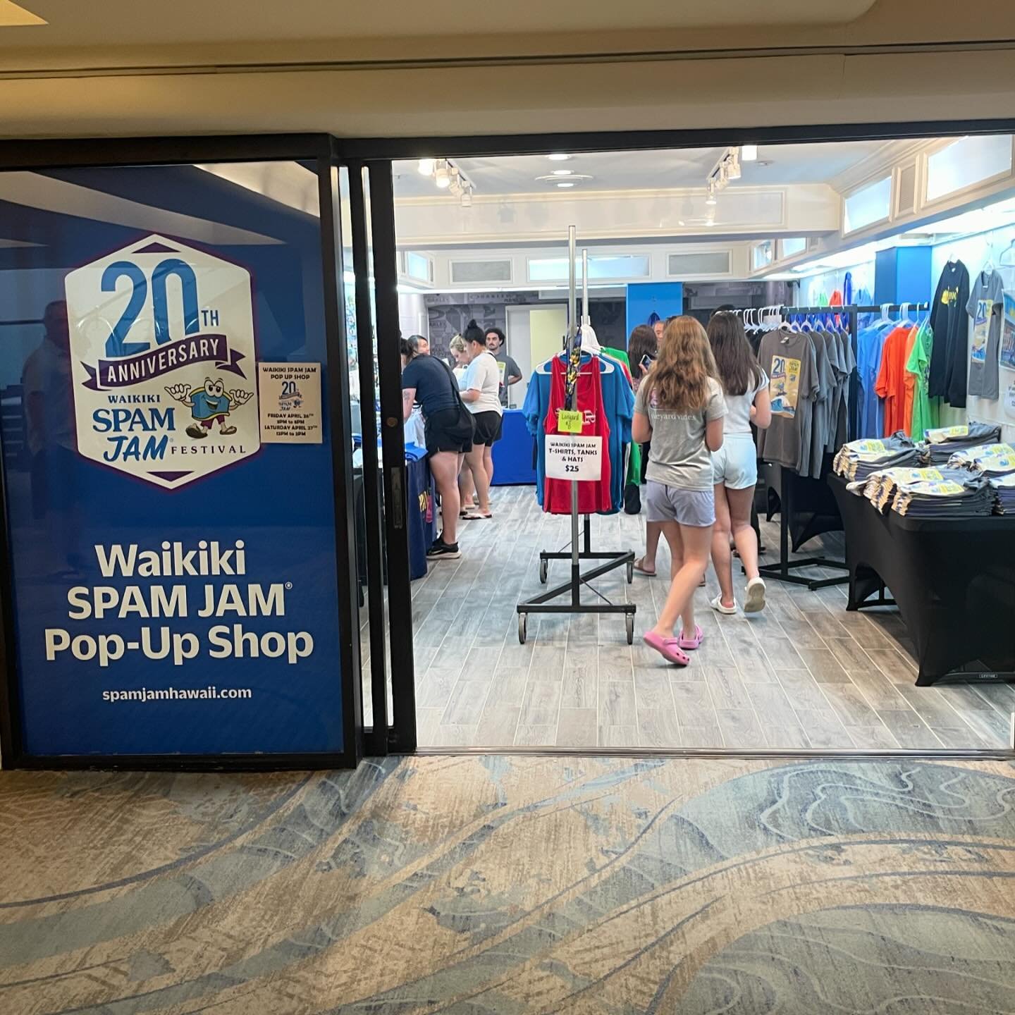 Our Pop Up Shop is open! We are located in the OUTRIGGER Waikiki Hotel near the Bell Desk on the 1st floor. 
.
Hours of operation:
April 26 3:00pm - 8:00pm
April 27 12:00pm - 4:00pm 
.
https://www.spamjamhawaii.com/popup-shop