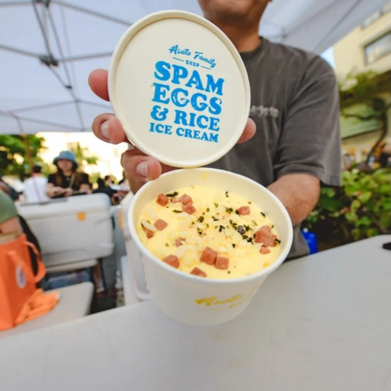 And by popular demand it&rsquo;s back this Saturday for one day only. @asatoswaikiki will be serving their SPAM, Eggs and Rice Ice Cream! Look for other @asatofamily favorites at their booth.