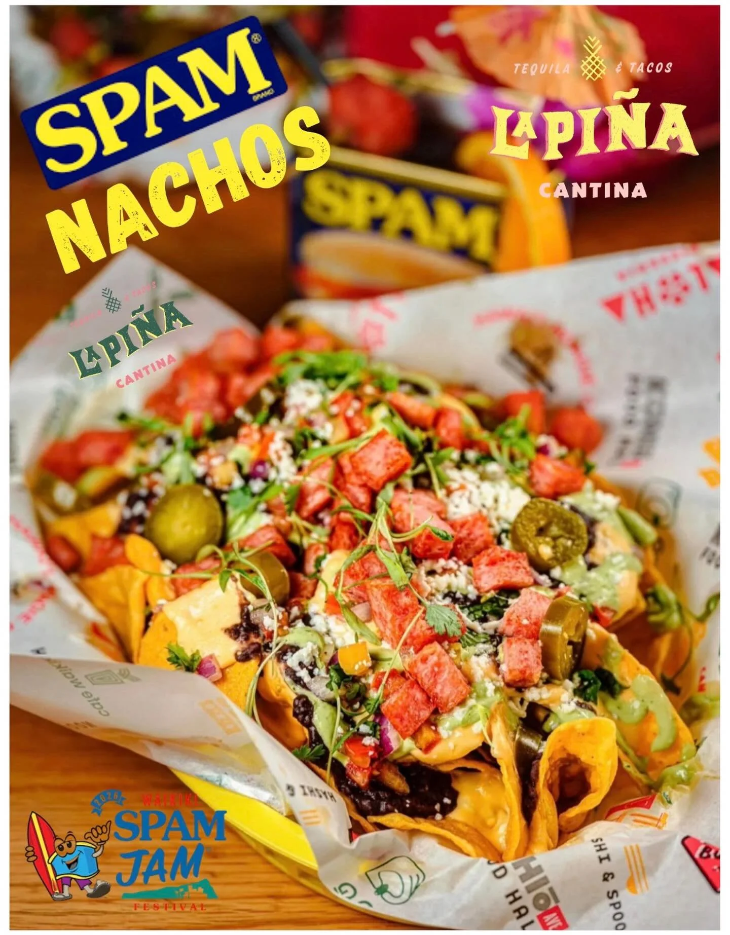 Visit @lapinacantinahi from the @kuhioavefoodhall for the most delicious SPAM Nachos you&rsquo;ve ever had this Saturday!