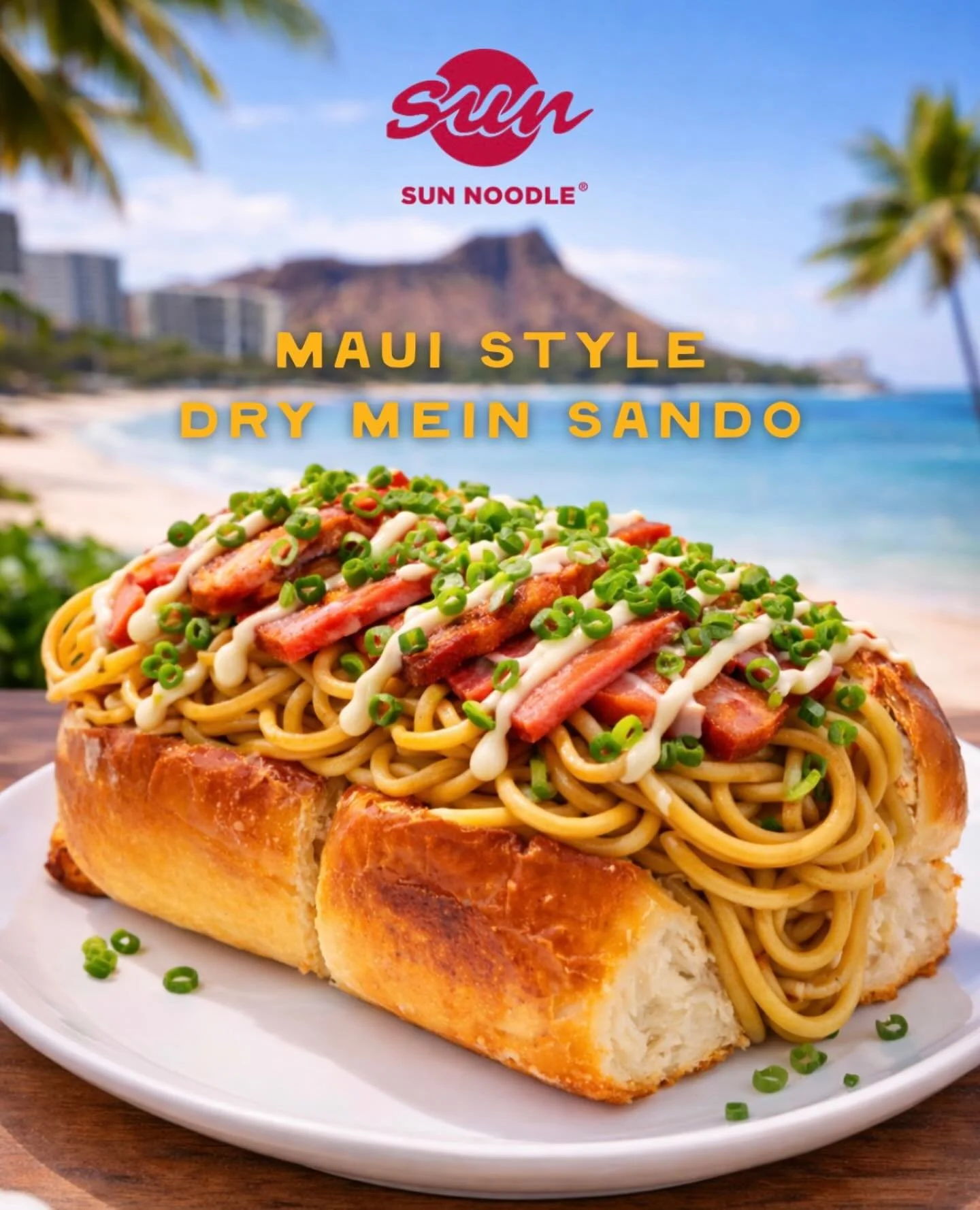 @sunnoodles will be at the festival serving a SPAM Maui Style Dry Mein Sando. Fried noodles, topped with SPAM, green onion and mayo on a butter toasted @kingshawaiian slider. We are absolutely obsessed with this dish! 
.
Want more @sunnoodles? Visit 