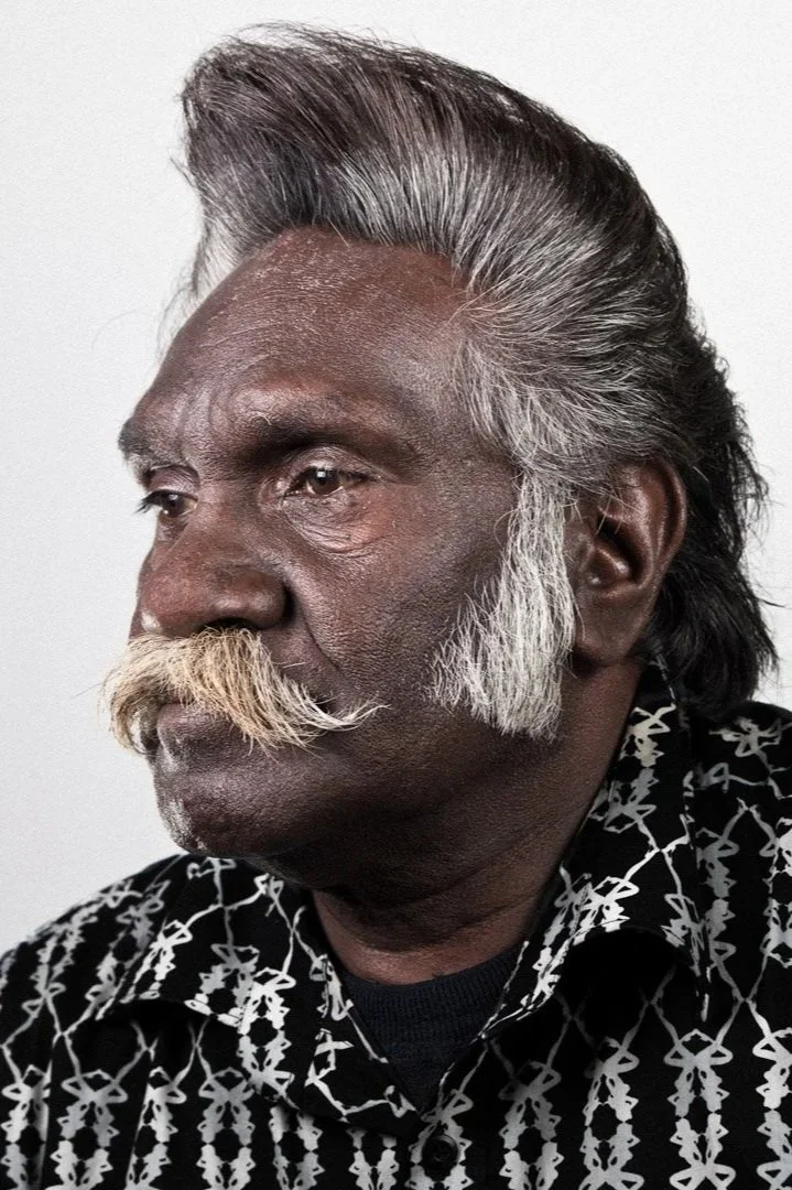 Portrait of Blue Joey, Black Elvis, Gnarnayarrahe Inmurry Waitairie, by photographer, Ross Calia
