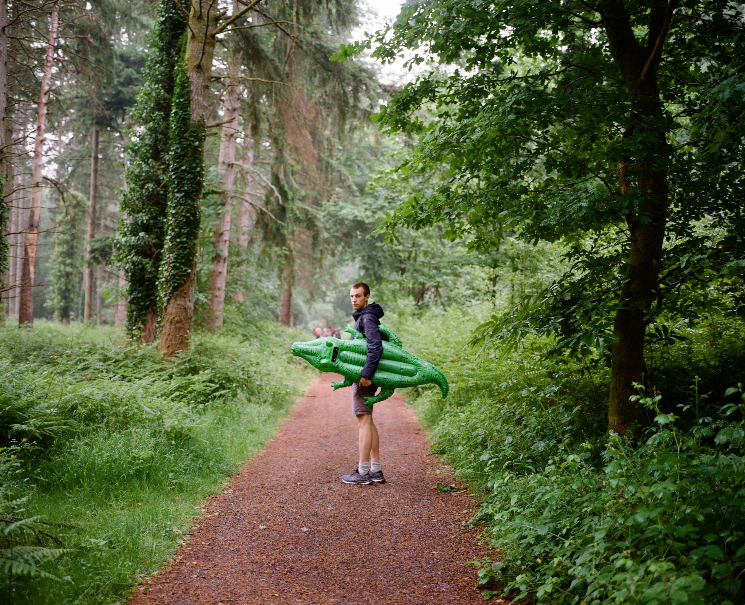 Zander at Fingle Bridge with Tim the croc