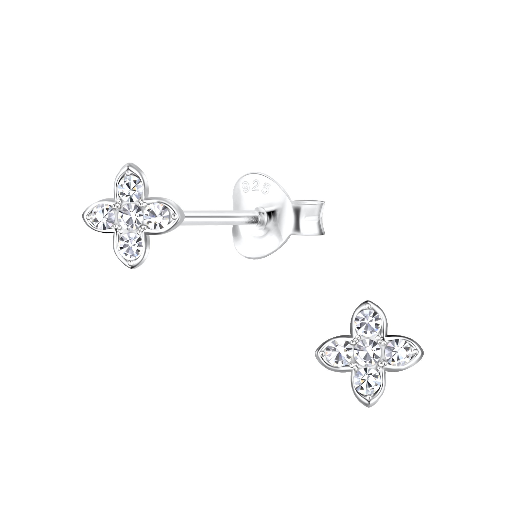 Crystal Flower Stud Earrings