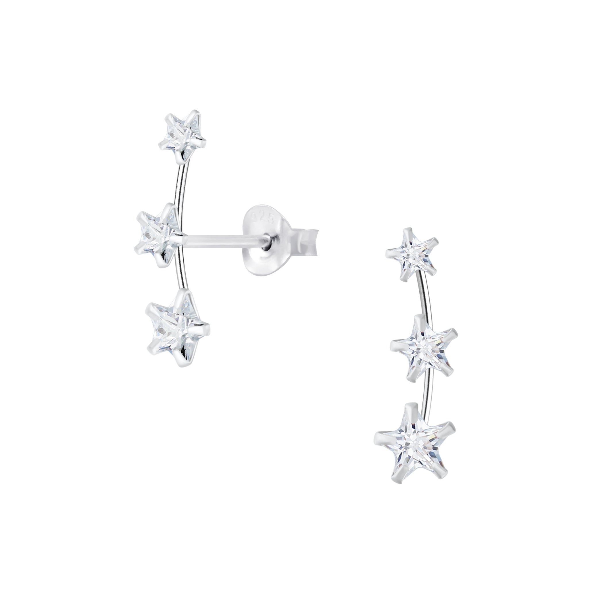 Triple Star CZ Stud Earrings