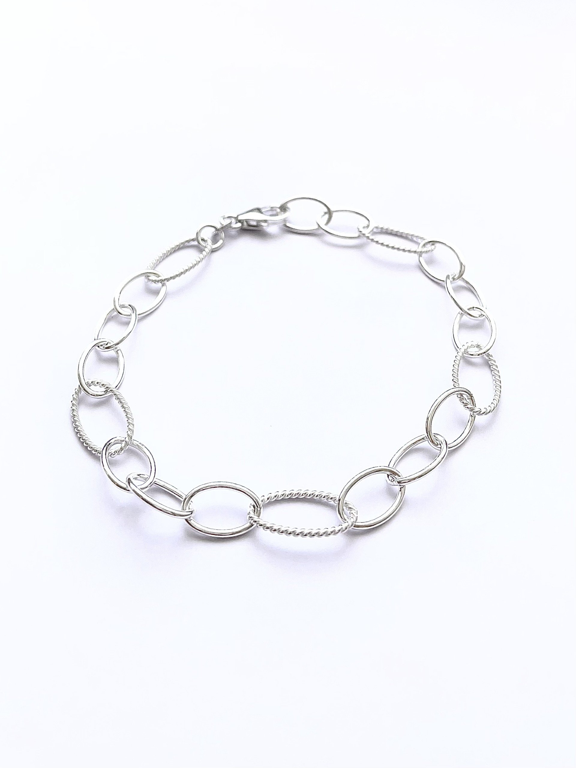 Silver Textured Link Bracelet