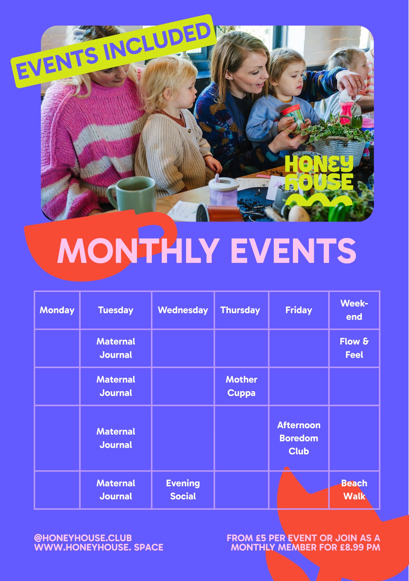 Honey house worthing parent events timetable 2026