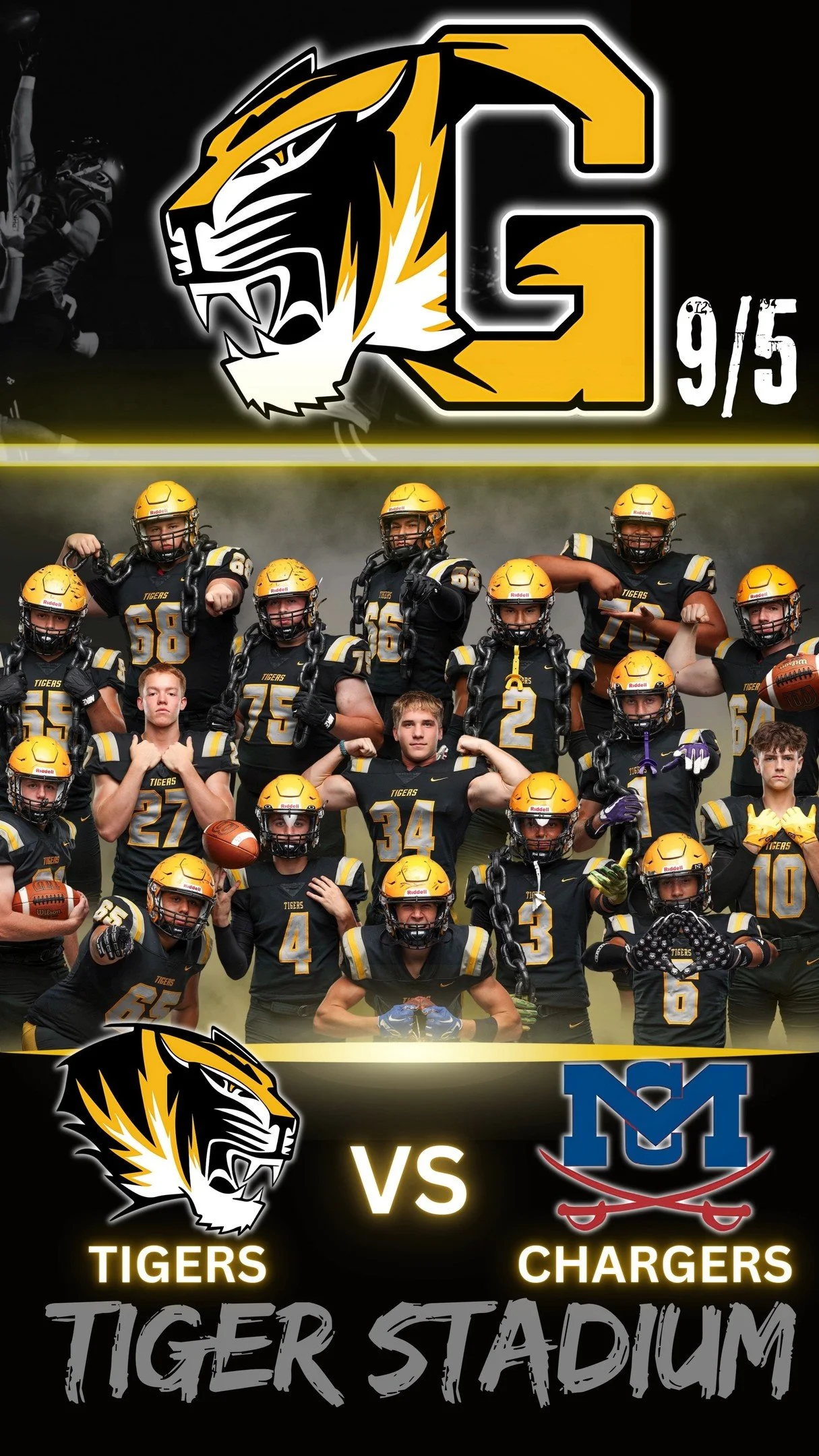 Gilbert Tigers vs McClintock Chargers
Join us Friday, September 5 at 7:00 PM for Varsity Tackle Football at Gilbert High School.
Tickets:
$8 General Admission
$6 Students (18 & Under) & Seniors (65+)
All tickets are digital — your pho