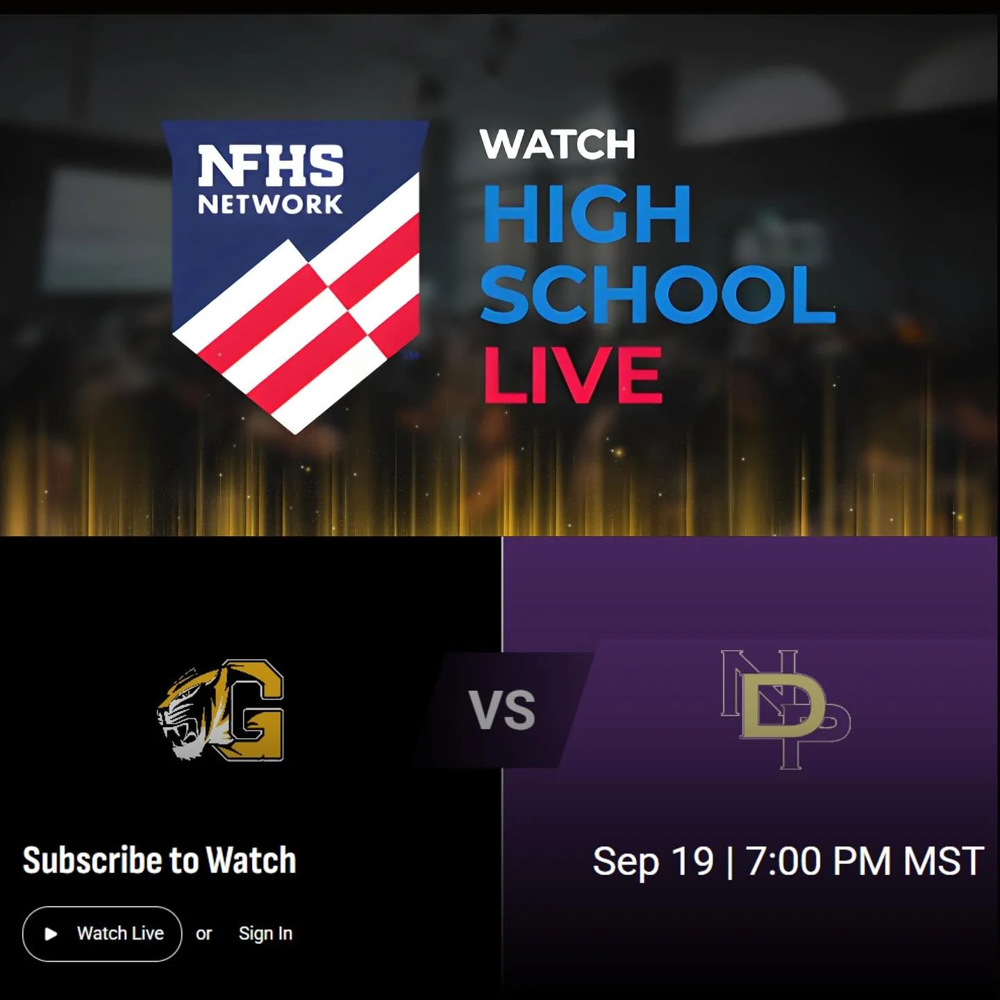 Watch Live: The game will be streamed on the NFHS Network and will also be available on-demand after airing. It is listed under Varsity Boys Football for Gilbert High School vs Notre Dame Preparatory in Scottsdale, AZ.

Date &amp; Time: Friday, Septe