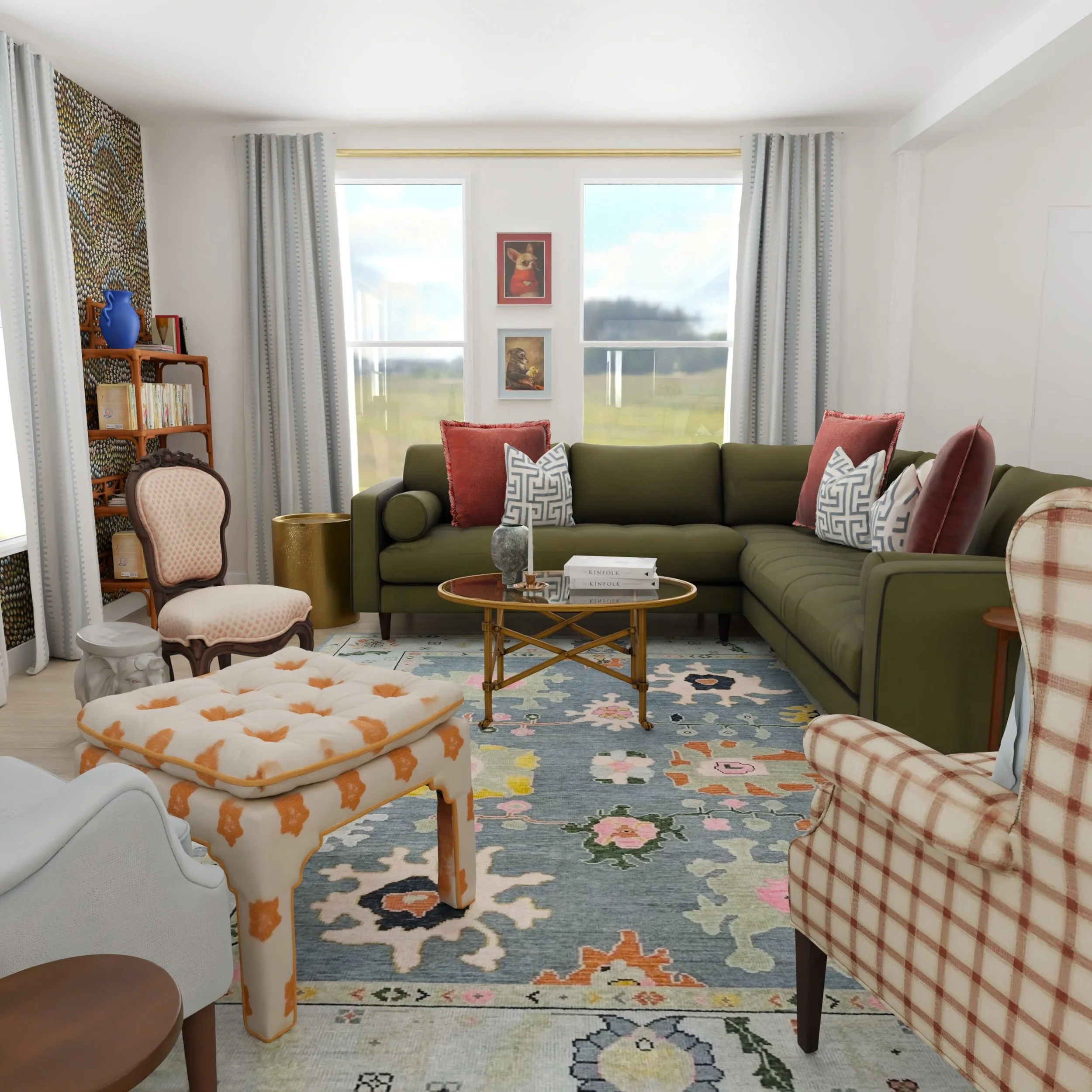 Color and pattern are a match made in heaven in this fun Biddeford ME project. Mixing bright colors with warm historic charm 🎨✨ #interiordesign #3drenderings