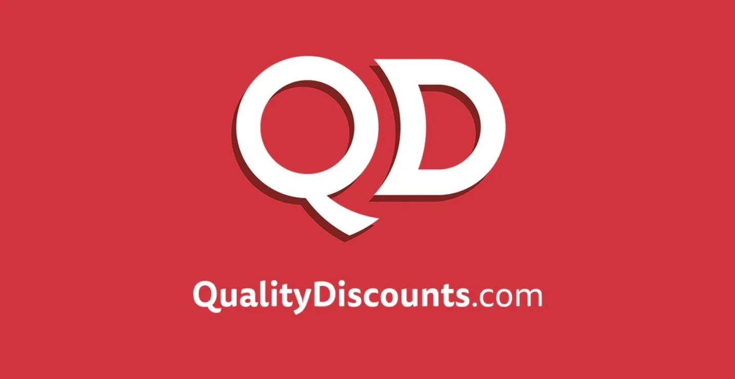 Logo for QualityDiscounts.com with large white letters 'Q' and 'D' on a red background.