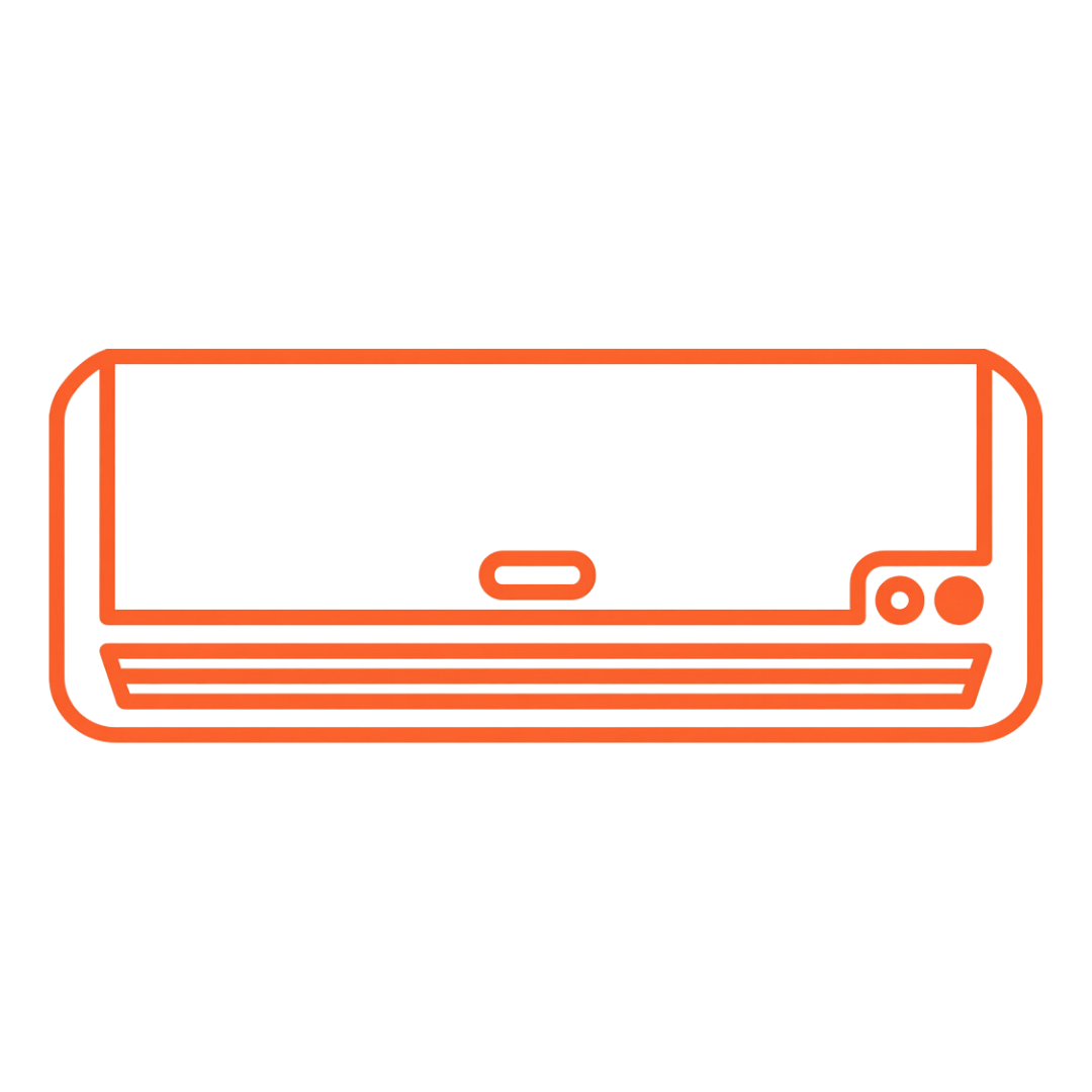 mini split icon with orange outlines