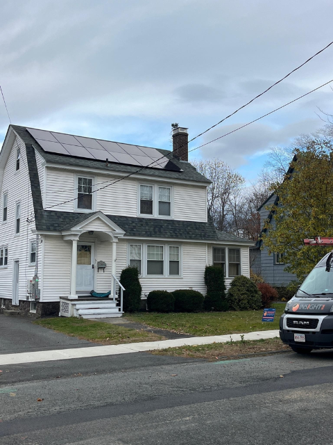 Greenfield solar panel installation for solar production. This residential solar power system was installed by one of the top solar companies in Massachusetts, providing solar solutions and incentives for Massachusetts residents.
