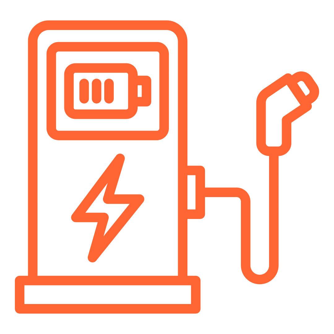 orange icon outline of ev charger