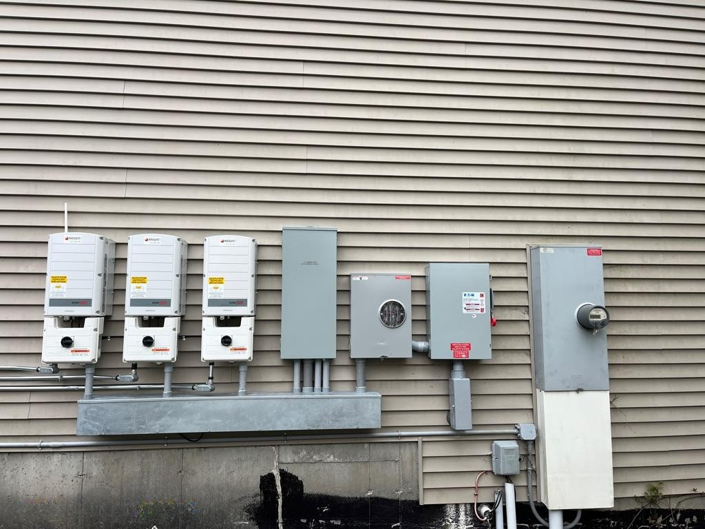 electrical component of commercial solar panel installation done by Insight Energy at Carr Hardware