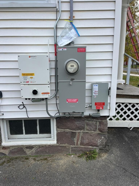 Solar installations electrical components of utility companies for net metering. This solar in Massachusetts project shows massachusetts solar installers delivering clean energy for residential solar projects in Bay State.