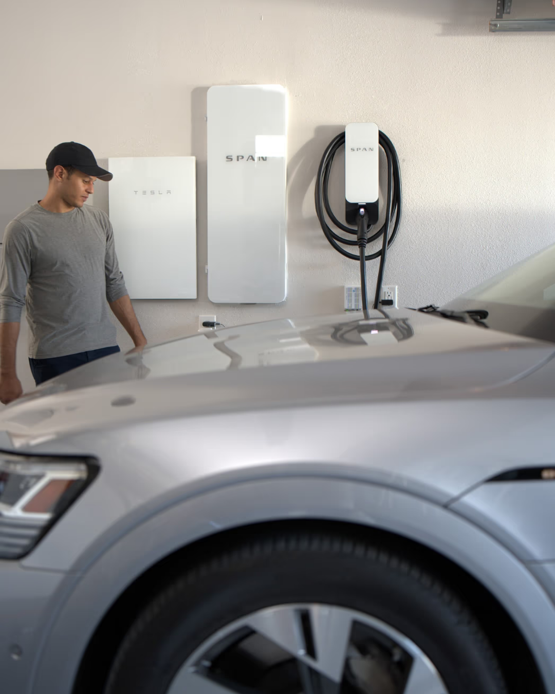 span panel in garage with tesla battery