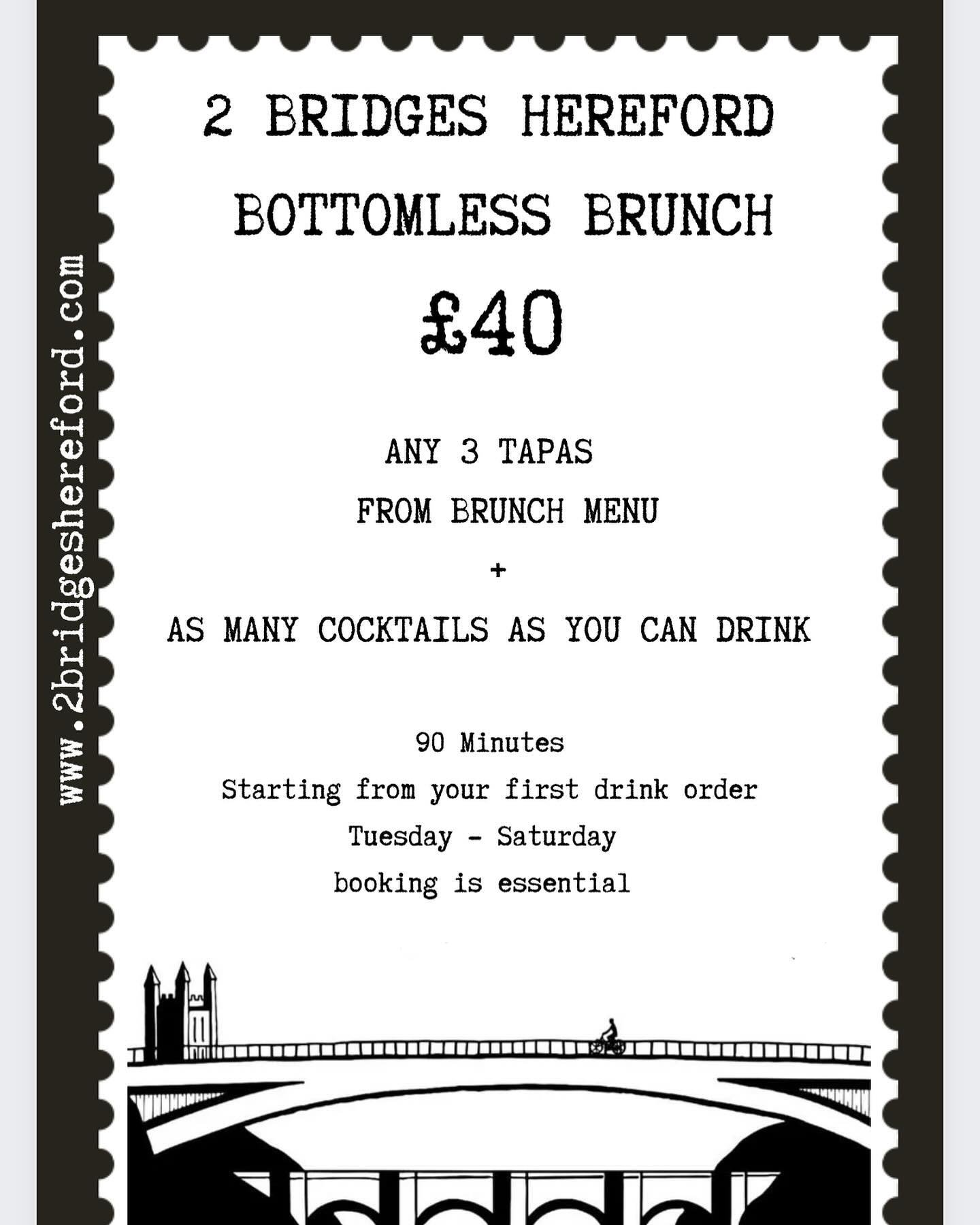 -𝘽𝙊𝙏𝙏𝙊𝙈𝙇𝙀𝙎𝙎 𝘽𝙍𝙐𝙉𝘾𝙃-

Exciting news! Bottomless brunch is finally happening at 2 Bridges! 
Check out the menus and don&rsquo;t wait book your table❤️
