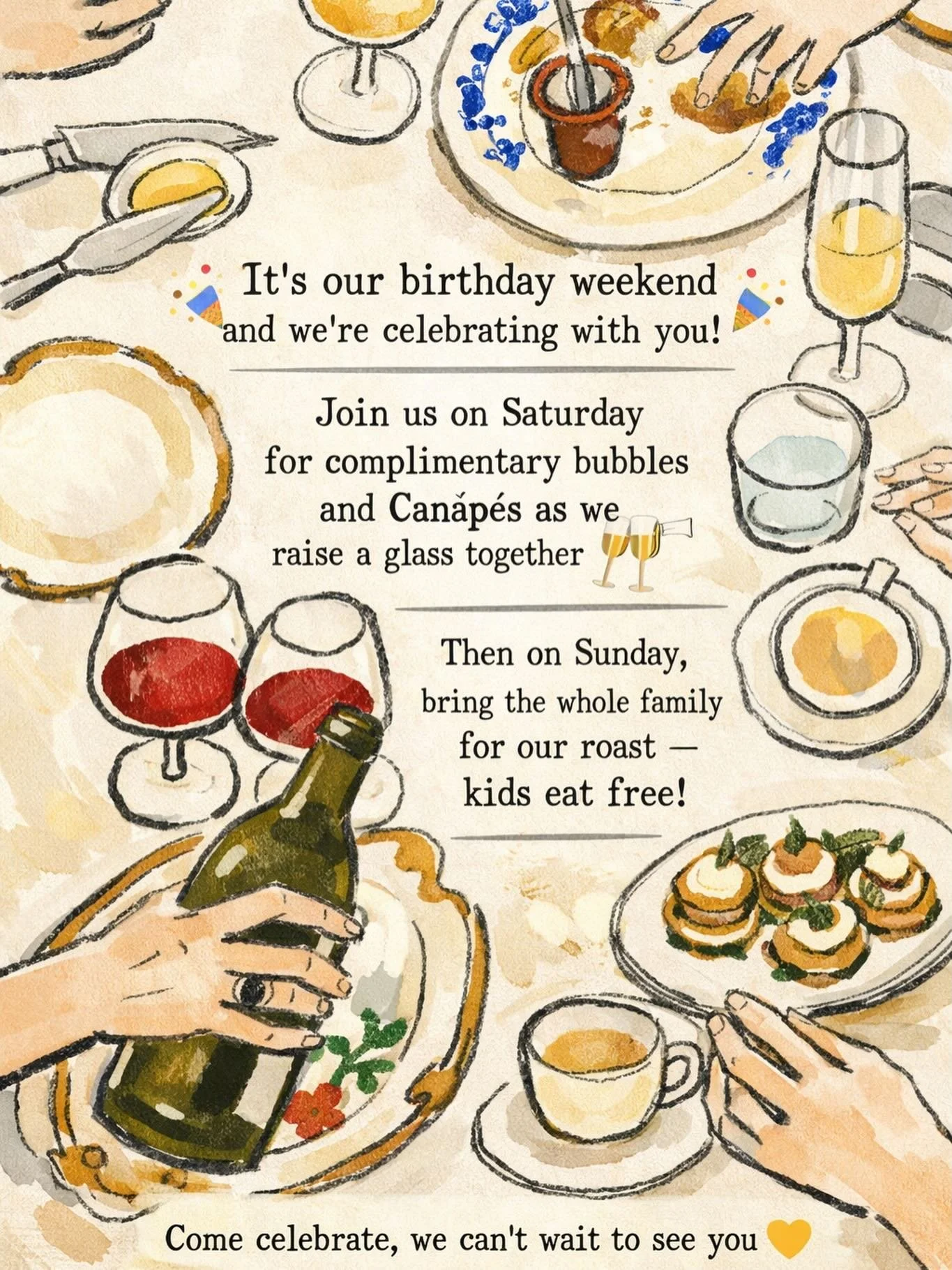 -𝙄𝙩&rsquo;𝙨 2 𝘽𝙧𝙞𝙙𝙜𝙚𝙨 𝘽𝙞𝙧𝙩𝙝𝙙𝙖𝙮-

Get ready for a weekend full of great food, great vibes, and a few extra surprises&hellip;

Saturday Evening &mdash; Join us for complimentary bubbles and canap&eacute;s as we toast another amazing y