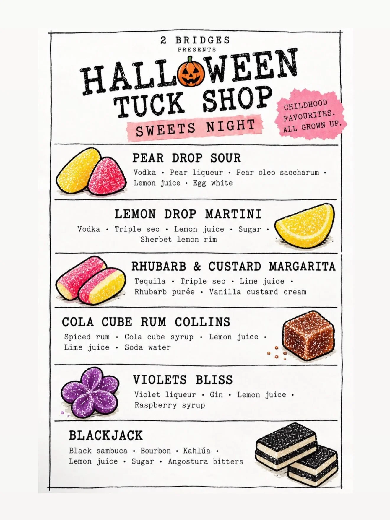 -𝙃𝘼𝙇𝙇𝙊𝙒𝙀𝙀𝙉 𝙏𝙐𝘾𝙆 𝙎𝙃𝙊𝙋-

Our Halloween cocktail menu is ready!

This year, we&rsquo;re bringing back your childhood sweet shop favourites with a grown-up twist. Think nostalgic sweets, wicked cocktails and a little Halloween magic.

No